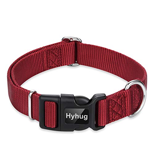 Hyhug Cuello de Trabajo Pesado clásico de Color sólido para Perros Grandes, medianos y pequeños, Ajuste de diseño único. (Pequeño S, Rojo)