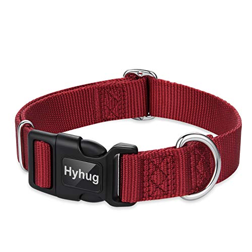 Hyhug Cuello de Trabajo Pesado clásico de Color sólido para Perros Grandes, medianos y pequeños, Ajuste de diseño único. (Pequeño S, Rojo)