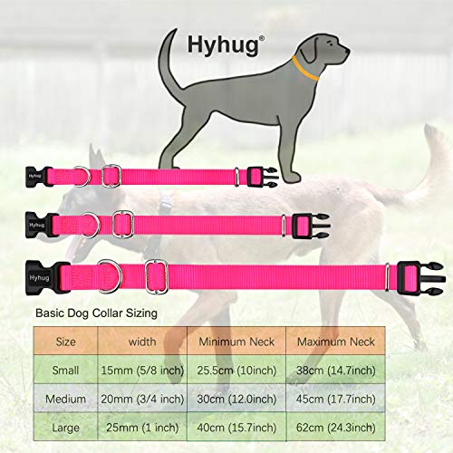 Hyhug Cuello de Trabajo Pesado clásico de Color sólido para Perros Grandes, medianos y pequeños, Ajuste de diseño único. (Pequeño S, Rosa Caliente)