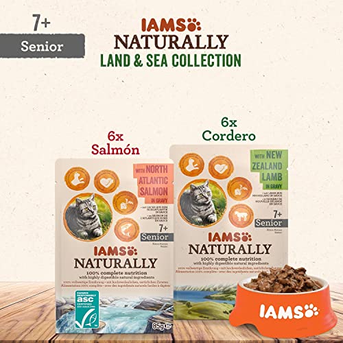 IAMS Naturally Colección Tierra y Mar para Gatos Senior 12x85g