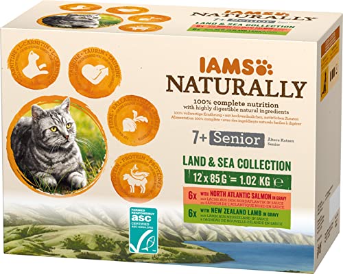 IAMS Naturally Colección Tierra y Mar para Gatos Senior 12x85g