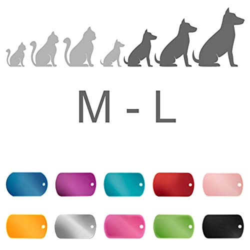 Iberiagifts - Placa de identificación Militar para Mascotas Medianas a Muy Grandes Chapa Medalla de identificación Personalizada para Collar Perro Gato Mascota grabada (Negro)