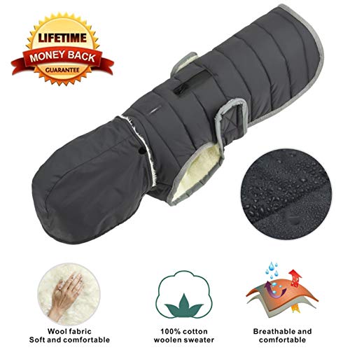 Idepet Abrigo para Perros Chaqueta cálida, Chaleco Reflectante de Lana para Mascotas Sudaderas con Capucha Deporte al Aire Libre Chaquetas Impermeables para Perros con arnés
