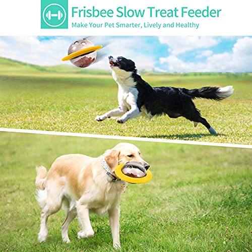 Idepet Juguete Dispensador de golosinas para Perros,Juguete Interactivo con Alimentador Lento no tóxico en Forma de OVNI Pelota de Juguete para Perros Gatos (Amarillo)