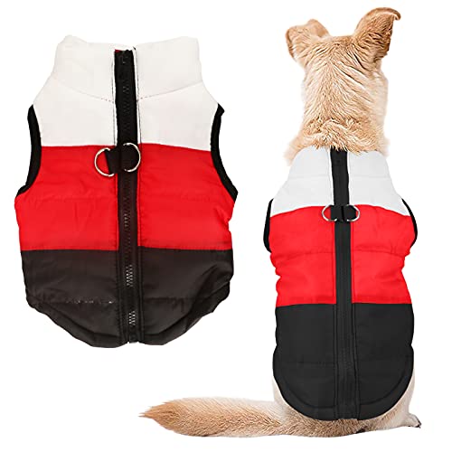 Idepet Mascota Perro Gato Escudo con Correa Ancla Color Patchwork Acolchado Cachorro Chaleco Teddy Chaqueta Chihuahua Disfraces Pug Ropa XS S M L
