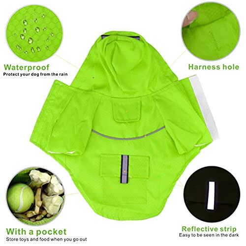 Idepet Sudadera con Capucha Impermeable para Perros, Chaqueta de Lluvia Ligera para Mascotas Poncho de Lluvia para Perros con Tira Reflectante para Perros pequeños, medianos, Cachorros, Gatos