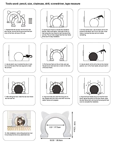 ikuso Puerta interior del gato, puerta del gato para la puerta interior, puertas del animal doméstico para el gato, gatitos y gatitos