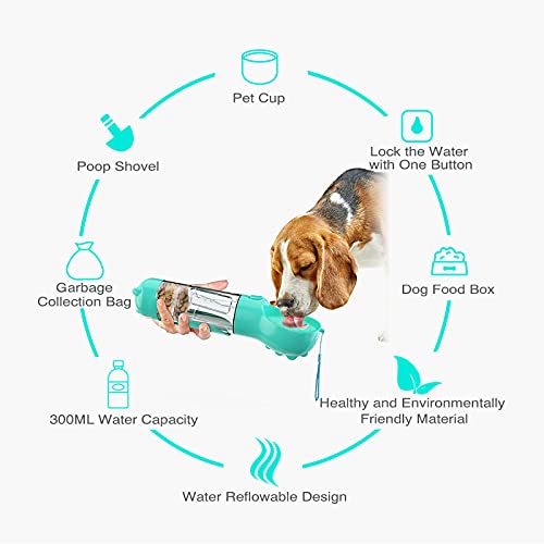 ILAHUI Botellas para Perros, 4 in1Botella Portátil de Agua Potable para Perros y Gatos al Aire Libre Recipiente de Agua para Perros de Viaje