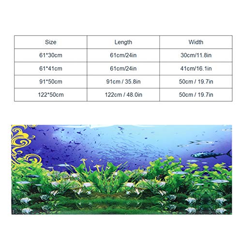 Imágenes de decoración de pecera de fondo de acuario, papel de fondo de peces, patrón de peces y hierba submarinos, póster adhesivo de PVC con efecto 3D,fondo de pecera(122x50cm)