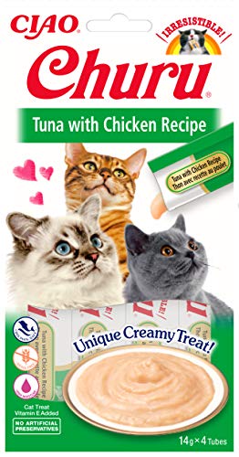 INABA Churu Sticks - Golosinas para Gatos Que se Pueden lamer para Alimentar con la Mano - Delicioso y Saludable refrigerio para Gatos - Atún y Pollo