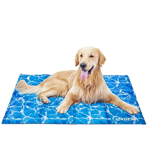 Iokheira Alfombrilla de Refrigeración para Perro Extra Grande 120x75cm, Camas refrescante para Mascotas, Alfombra Fría de Gel No tóxico, Perros, Gatos y Animales en el Cálido Verano