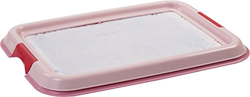 Iris Ohyama, Soporte para almohadilla de adiestramiento / bandeja de adiestramiento para cachorros, cierre con 2 pestillos, soporte para almohadilla de 45 x 33 cm - Pet Tray FT-495 - Rosa