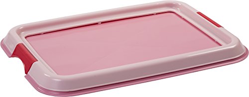 Iris Ohyama, Soporte para almohadilla de adiestramiento / bandeja de adiestramiento para cachorros, cierre con 2 pestillos, soporte para almohadilla de 45 x 33 cm - Pet Tray FT-495 - Rosa