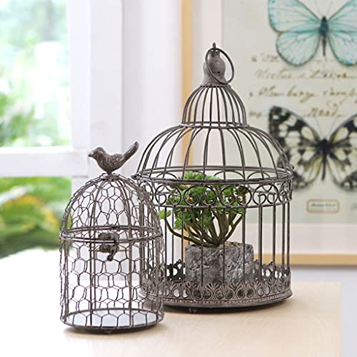 Jaula de vuelo de Jaula de pájaros retro Adornos de hierro antiguos Muebles de sala de estar Home Regalos de tejido Artesanías creativas adecuadas for disparos Jaula para Pájaros ( Color : A )
