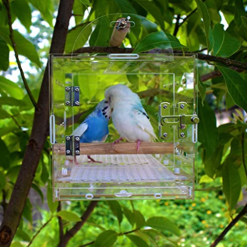Jaula Portátil Loro Ultraligero Fuera De La Jaula Jaula para Pájaros De Viaje para Loros Jaula De Pájaros Transparente Acrílica Jaula para Pájaros De Gran Capacidad