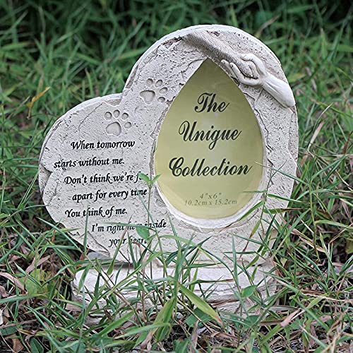 JeeKoudy Corazón en Forma de Pata impresión Mascota Piedra Conmemorativa Perro Tumba Marcador Ranura para Imagen Patio Trasero lápida lápida simpatía Mascotas Recuerdo Regalos