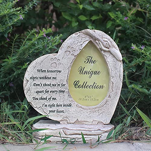 JeeKoudy Corazón en Forma de Pata impresión Mascota Piedra Conmemorativa Perro Tumba Marcador Ranura para Imagen Patio Trasero lápida lápida simpatía Mascotas Recuerdo Regalos