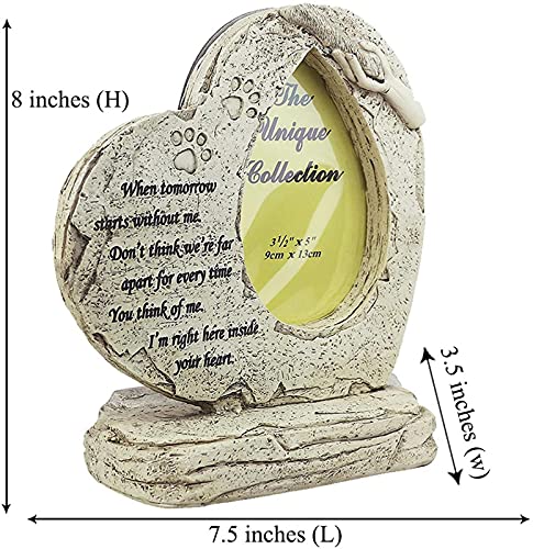 JeeKoudy Corazón en Forma de Pata impresión Mascota Piedra Conmemorativa Perro Tumba Marcador Ranura para Imagen Patio Trasero lápida lápida simpatía Mascotas Recuerdo Regalos