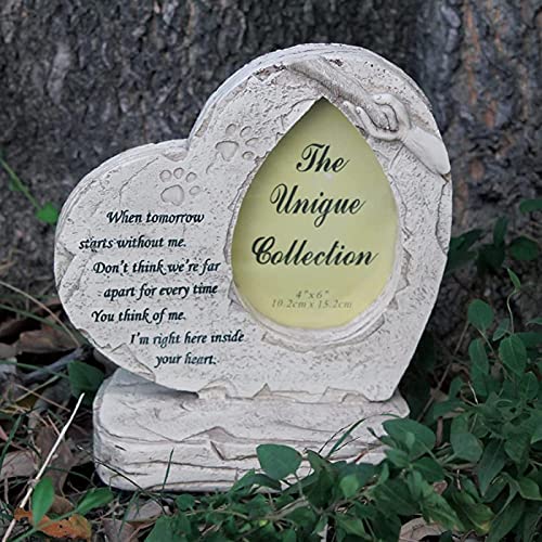 JeeKoudy Corazón en Forma de Pata impresión Mascota Piedra Conmemorativa Perro Tumba Marcador Ranura para Imagen Patio Trasero lápida lápida simpatía Mascotas Recuerdo Regalos