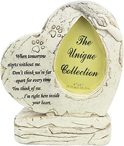 JeeKoudy Corazón en Forma de Pata impresión Mascota Piedra Conmemorativa Perro Tumba Marcador Ranura para Imagen Patio Trasero lápida lápida simpatía Mascotas Recuerdo Regalos