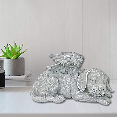 JeeKoudy Estatua Conmemorativa - Ángel Durmiente Perro/Gato Recuerdo Escultura Recuerdo Estatuilla de Piedra con Marcador de Tumba para honrar a una Mascota Querida - Perro
