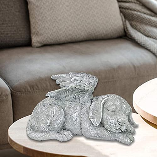 JeeKoudy Estatua Conmemorativa - Ángel Durmiente Perro/Gato Recuerdo Escultura Recuerdo Estatuilla de Piedra con Marcador de Tumba para honrar a una Mascota Querida - Perro