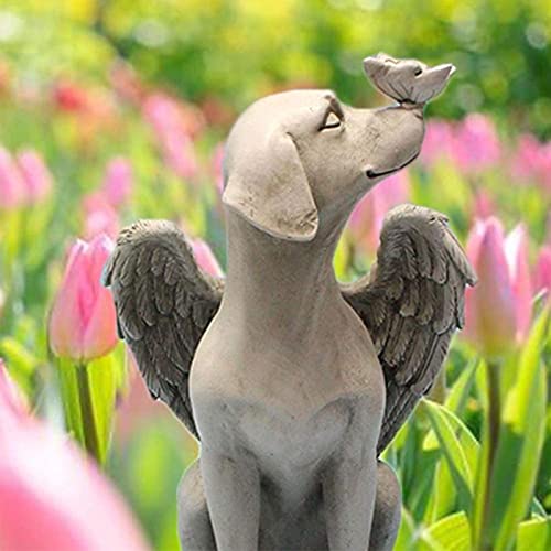 JeeKoudy Gato Perro ángel Tumba Marcador, Gato durmiendo con alas de ángel, Perro ángel Mascota Conmemorativa Tumba Marcador Tributo Estatua, Gato Perro ángel Tumba Marcador ornamen