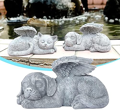 JeeKoudy Pet Memorial Dog Placas conmemorativas, Duerme Ángel Gato y Perro Estatua Conmemorativa Lápida, Ángel Pet Memorial Lápida Estatua, Siempre lo Eres