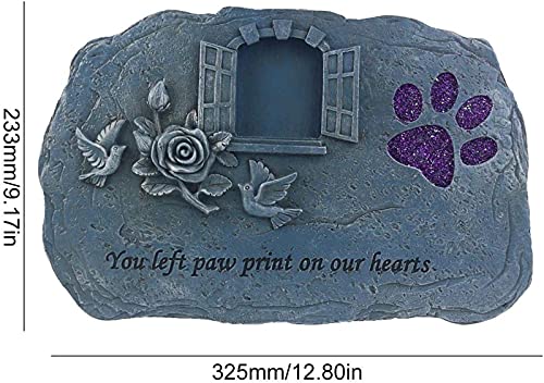 JeeKoudy Piedra Conmemorativa de Perro, Adornos conmemorativos de Mascotas con Ventana, Marcador de jardín de Resina, lápida sepulcral y Placa Conmemorativa (Color: Azul)