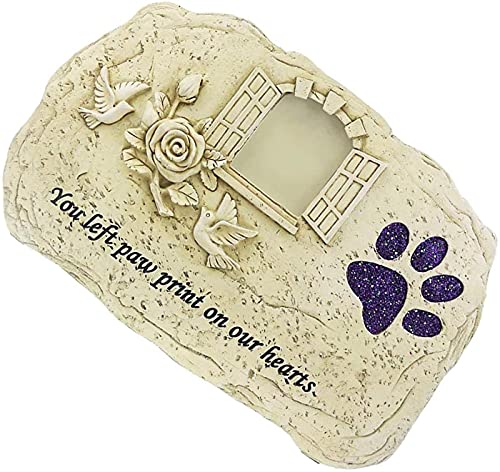 JeeKoudy Piedra Conmemorativa de Perro, Adornos conmemorativos de Mascotas con Ventana, Marcador de jardín de Resina, lápida sepulcral y Placa Conmemorativa (Color: Azul)