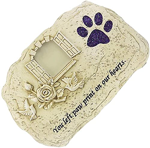 JeeKoudy Piedra Conmemorativa de Perro, Adornos conmemorativos de Mascotas con Ventana, Marcador de jardín de Resina, lápida sepulcral y Placa Conmemorativa (Color: Azul)