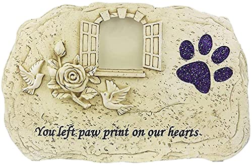JeeKoudy Piedra Conmemorativa de Perro, Adornos conmemorativos de Mascotas con Ventana, Marcador de jardín de Resina, lápida sepulcral y Placa Conmemorativa (Color: Azul)