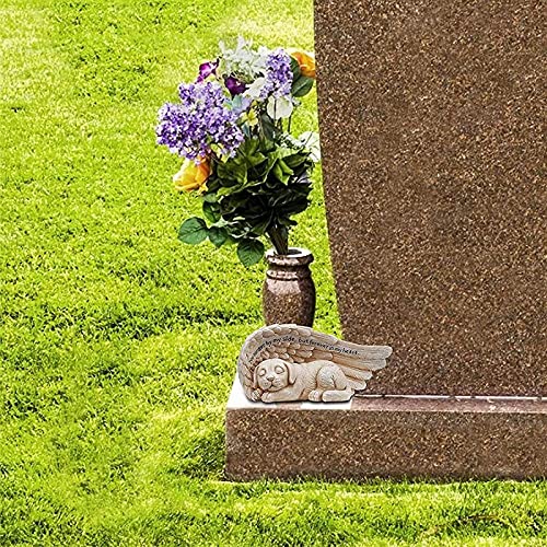 JeeKoudy Signo de Tumba para Mascotas Estatuas de Piedras Preciosas Mascota en Memoria Amorosa Colección Perro de Resina en ala de ángel Estatua para Mascotas en Memoria del Duelo de mi Mejor Amigo