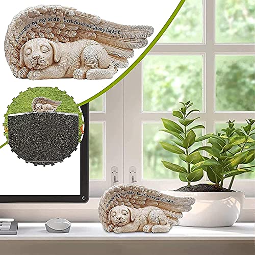 JeeKoudy Signo de Tumba para Mascotas Estatuas de Piedras Preciosas Mascota en Memoria Amorosa Colección Perro de Resina en ala de ángel Estatua para Mascotas en Memoria del Duelo de mi Mejor Amigo