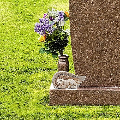 JeeKoudy Signo de Tumba para Mascotas Estatuas de Piedras Preciosas Mascota en Memoria Amorosa Colección Perro de Resina en ala de ángel Estatua para Mascotas en Memoria del Duelo de mi Mejor Amigo