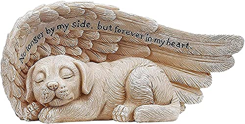 JeeKoudy Signo de Tumba para Mascotas Estatuas de Piedras Preciosas Mascota en Memoria Amorosa Colección Perro de Resina en ala de ángel Estatua para Mascotas en Memoria del Duelo de mi Mejor Amigo