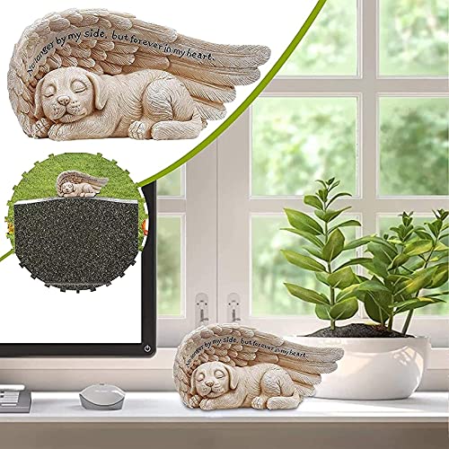 JeeKoudy Signo de Tumba para Mascotas Estatuas de Piedras Preciosas Mascota en Memoria Amorosa Colección Perro de Resina en ala de ángel Estatua para Mascotas en Memoria del Duelo de mi Mejor Amigo