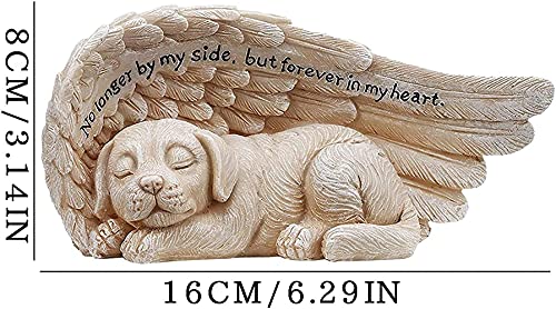 JeeKoudy Signo de Tumba para Mascotas Estatuas de Piedras Preciosas Mascota en Memoria Amorosa Colección Perro de Resina en ala de ángel Estatua para Mascotas en Memoria del Duelo de mi Mejor Amigo