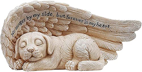 JeeKoudy Signo de Tumba para Mascotas Estatuas de Piedras Preciosas Mascota en Memoria Amorosa Colección Perro de Resina en ala de ángel Estatua para Mascotas en Memoria del Duelo de mi Mejor Amigo