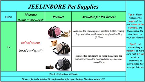 JEELINBORE Portador Bolsa de Transporte Transportín Plegable para Mascotas Capazos de Perros Gatos (Rosa, S)