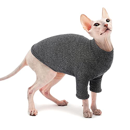 Jersey para Gatos Sphynx, Chaleco para Gatos Sin Pelo Pullover Mascotas Ropa Linda para Gatos Chaqueta de Suéter de Gato Jersey de Punto Camisas de algodón Transpirables y Elásticos(Amarillo, XL)