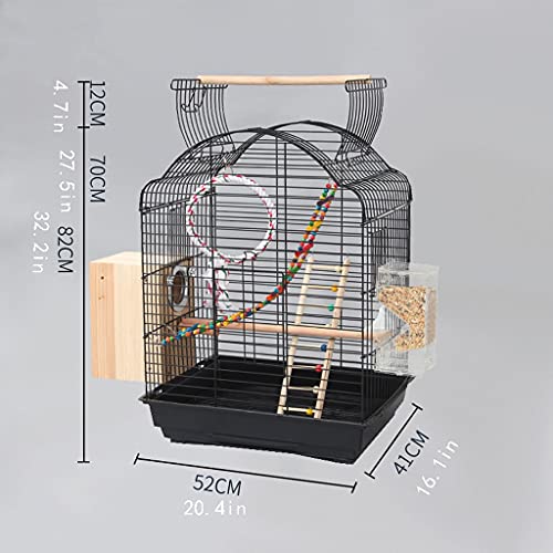 jinrun Jaula para ​pajaros Gran Loro Jaula Villa pájaro Jaula casero Cockatiel cría Jaula Grandes pájaros, periquitos, estorninos, Canario Amor pájaros Casas para pájaros (Color : Black)