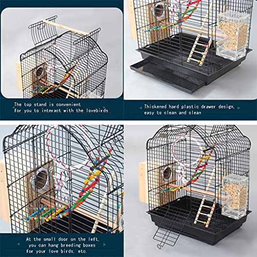 jinrun Jaula para ​pajaros Gran Loro Jaula Villa pájaro Jaula casero Cockatiel cría Jaula Grandes pájaros, periquitos, estorninos, Canario Amor pájaros Casas para pájaros (Color : Black)