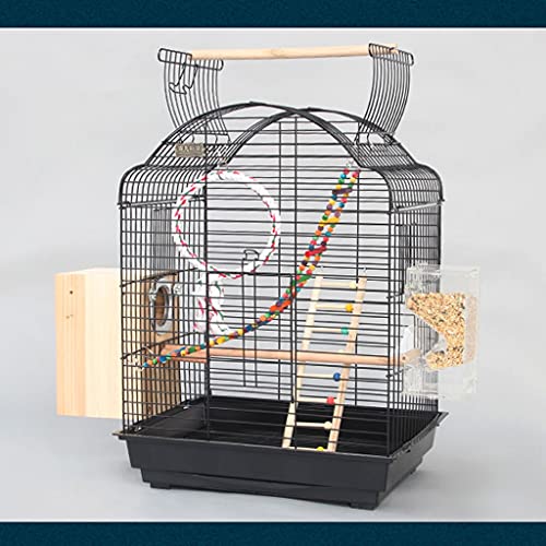 jinrun Jaula para ​pajaros Gran Loro Jaula Villa pájaro Jaula casero Cockatiel cría Jaula Grandes pájaros, periquitos, estorninos, Canario Amor pájaros Casas para pájaros (Color : Black)