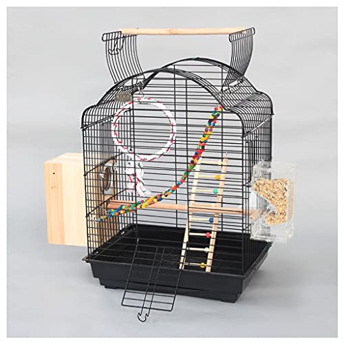 jinrun Jaula para ​pajaros Gran Loro Jaula Villa pájaro Jaula casero Cockatiel cría Jaula Grandes pájaros, periquitos, estorninos, Canario Amor pájaros Casas para pájaros (Color : Black)