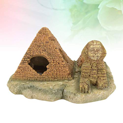 JJDSN Decoración de Acuario Simulación de escondite de Peces Adorno de Tanque de Peces de Resina Decoraciones de Acuario Pirámide Adornos de esfinge Escondite de Reptiles Adorno de Escritorio