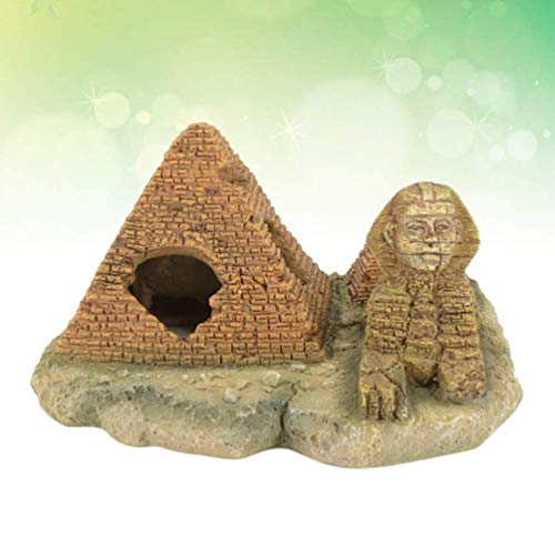 JJDSN Decoración de Acuario Simulación de escondite de Peces Adorno de Tanque de Peces de Resina Decoraciones de Acuario Pirámide Adornos de esfinge Escondite de Reptiles Adorno de Escritorio