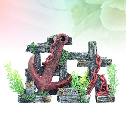 JJDSN Decoración del Tanque de Peces Artesanías de Resina Forma de Ancla Adornos de Escritorio Adornos Artesanías para el Paisaje Tanque de Peces Acuario Escondite de Peces Piel de Reptil