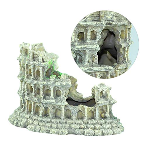 JJDSN Decoración del Tanque de Peces Simulación Coliseo Pecera Coliseo Decoración Acuario Adorno de Resina Escondite de Peces