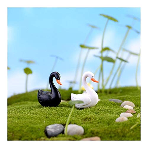 JLZK Materiales ecológicos 1PCS / 2 Piezas de Miniatura Figurita Cisne de Ganso Modelo terrarios/acuarios Adornos Micro Hada de la decoración del jardín No contamina la Calidad del Agua.